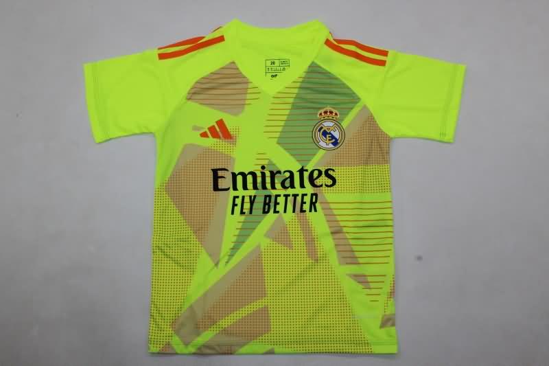 Real Madrid 24/25 Kids Goalkeeper Green Soccer Jersey And Shorts 02