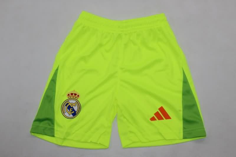 Real Madrid 24/25 Kids Goalkeeper Green Soccer Jersey And Shorts 02