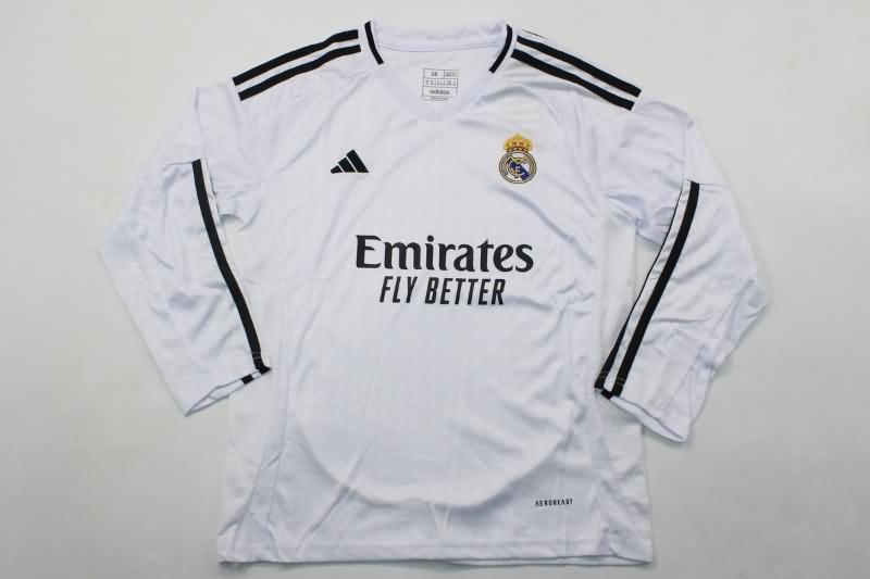 Real Madrid 24/25 Kids Home Long Sleeve Soccer Jersey And Shorts