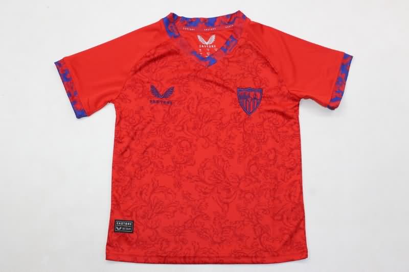 Sevilla 24/25 Kids Away Soccer Jersey And Shorts