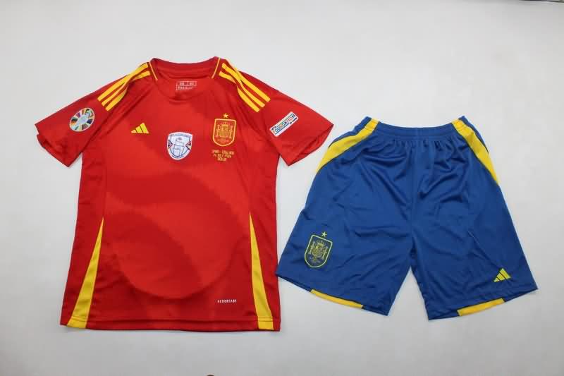 Spain 2024 Kids Home Final Soccer Jersey And Shorts
