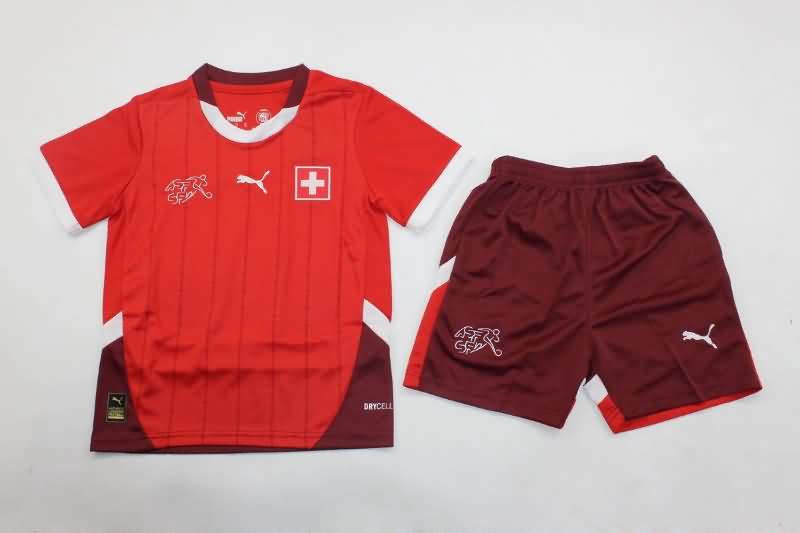 Switzerland 2024 Kids Home Soccer Jersey And Shorts