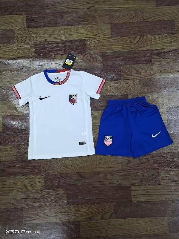 USA 2024 Kids Copa America Home Soccer Jersey And Shorts