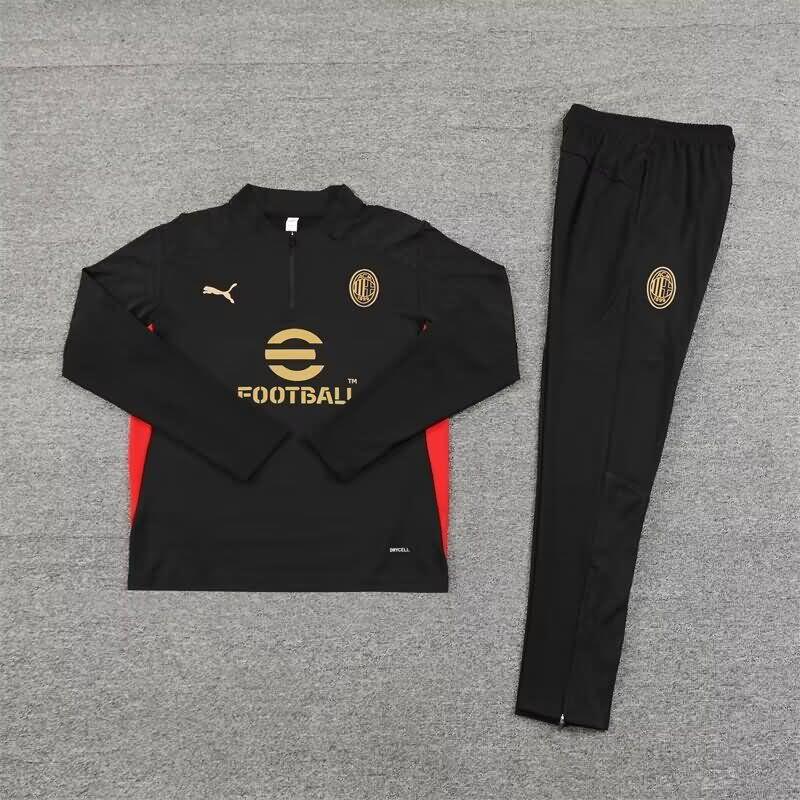 AAA(Thailand) AC Milan 24/25 Black Soccer Tracksuit