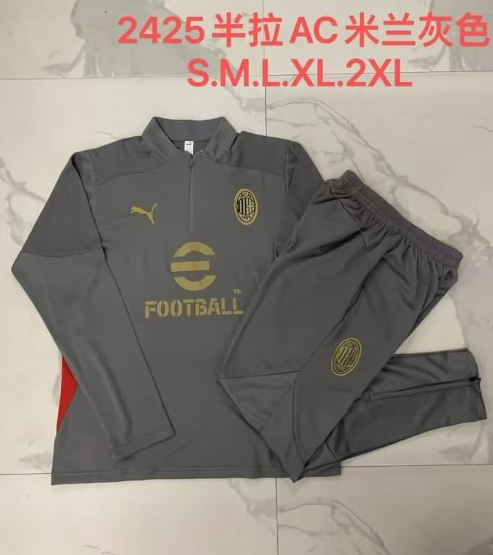 AAA(Thailand) AC Milan 24/25 Grey Soccer Tracksuit 03