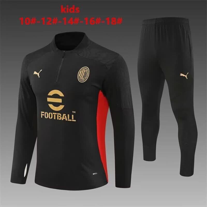 AC Milan 24/25 Kids Black Soccer Tracksuit