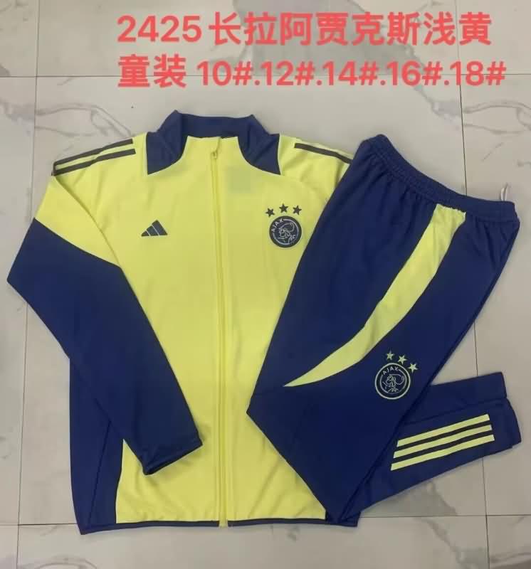 Ajax 24/25 Kids Yellow Soccer Tracksuit 02