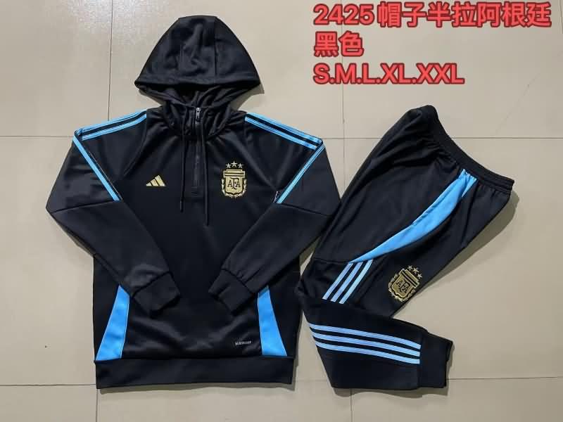 AAA(Thailand) Argentina 2024 Black Soccer Tracksuit 03