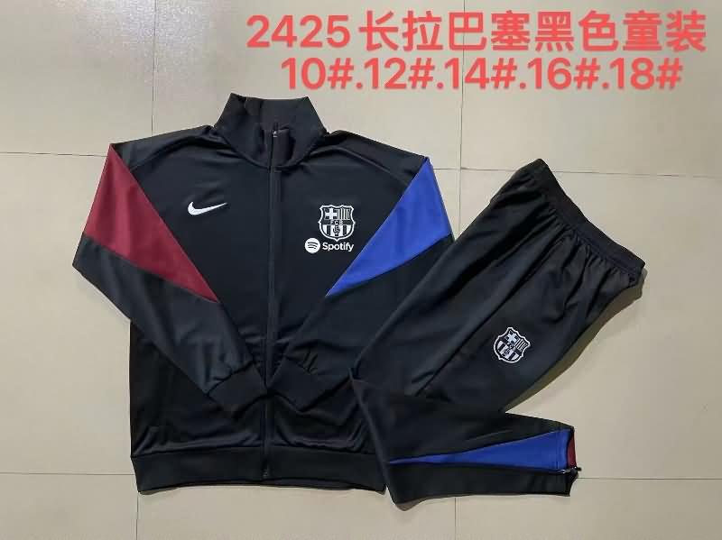 Barcelona 24/25 Kids Black Soccer Tracksuit 02