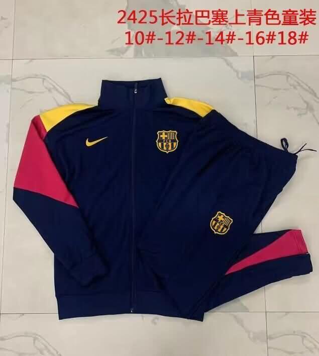 Barcelona 24/25 Kids Dark Blue Soccer Tracksuit