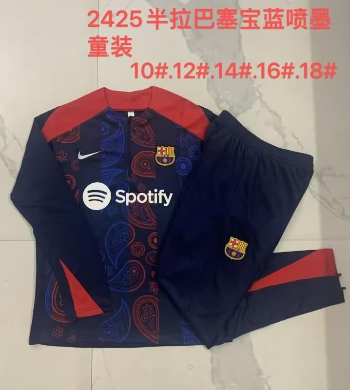 Barcelona 24/25 Kids Dark Blue Soccer Tracksuit 02