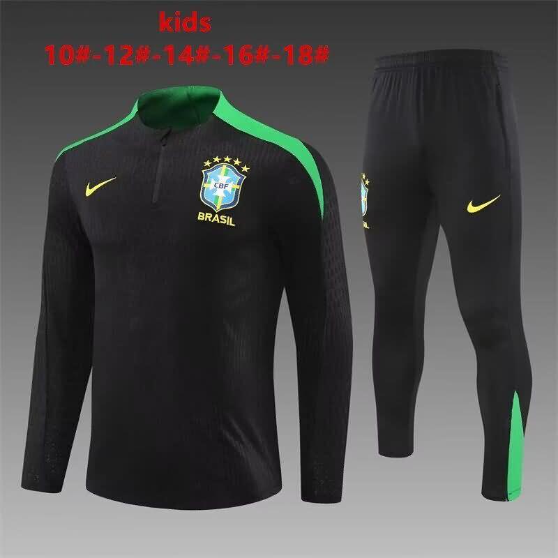 Brazil 2024 Kids Black Soccer Tracksuit