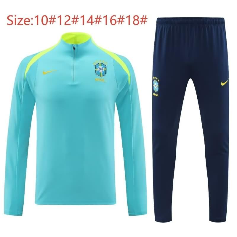 Brazil 2024 Kids Green Soccer Tracksuit