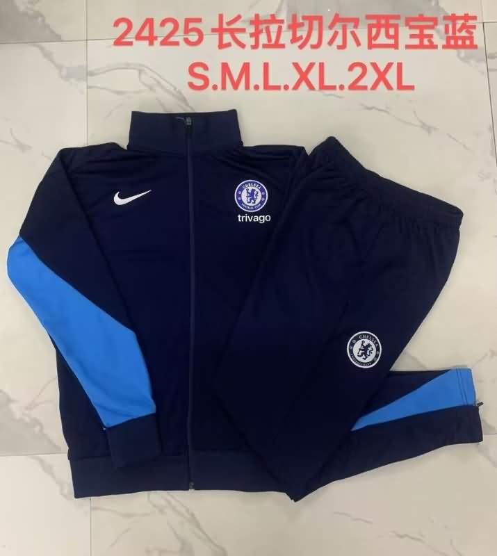 AAA(Thailand) Chelsea 24/25 Dark Blue Soccer Tracksuit 03