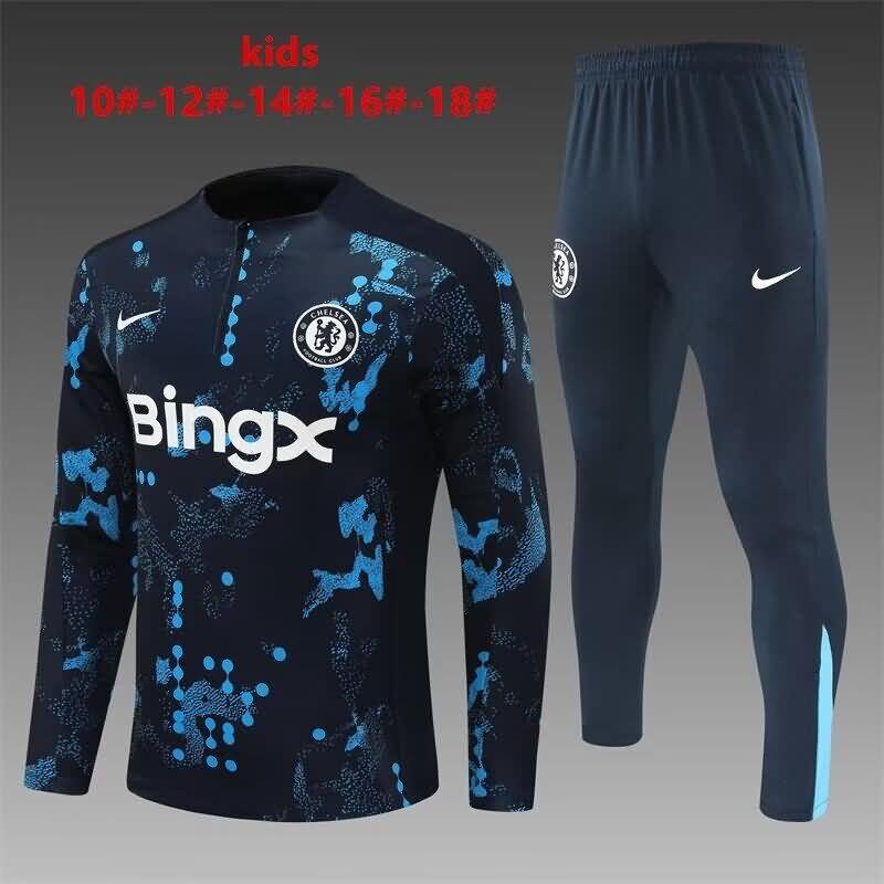 Chelsea 24/25 Kids Dark Blue Soccer Tracksuit