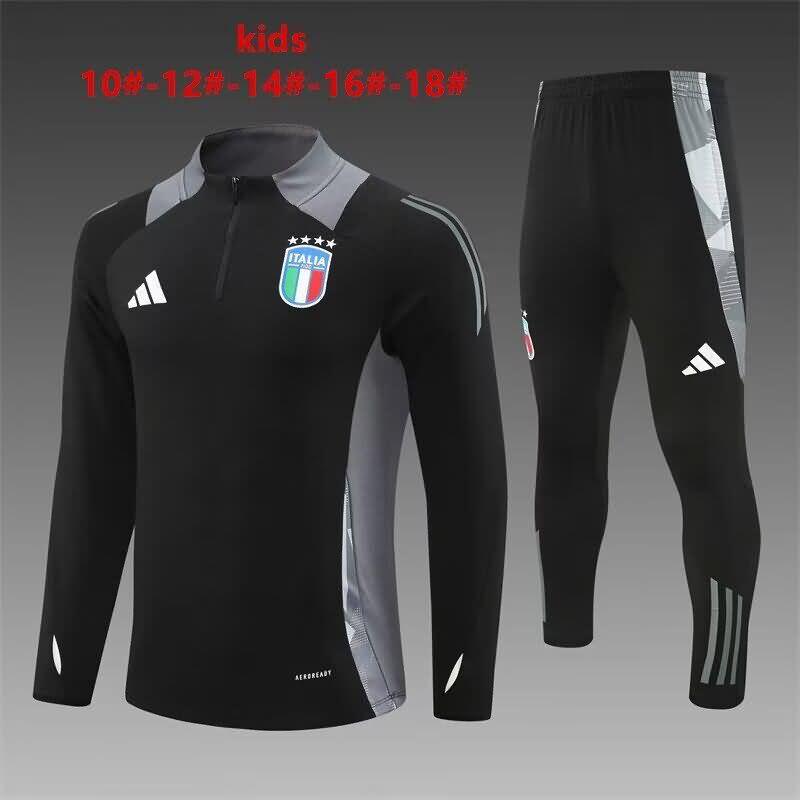 Italy 2024 Kids Black Soccer Tracksuit