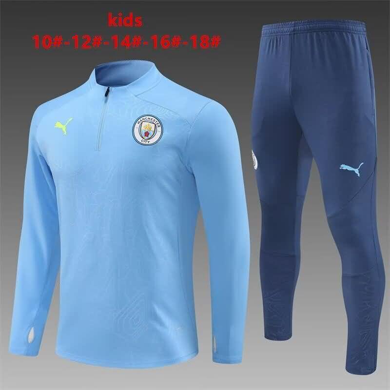 Manchester City 24/25 Kids Blue Soccer Tracksuit