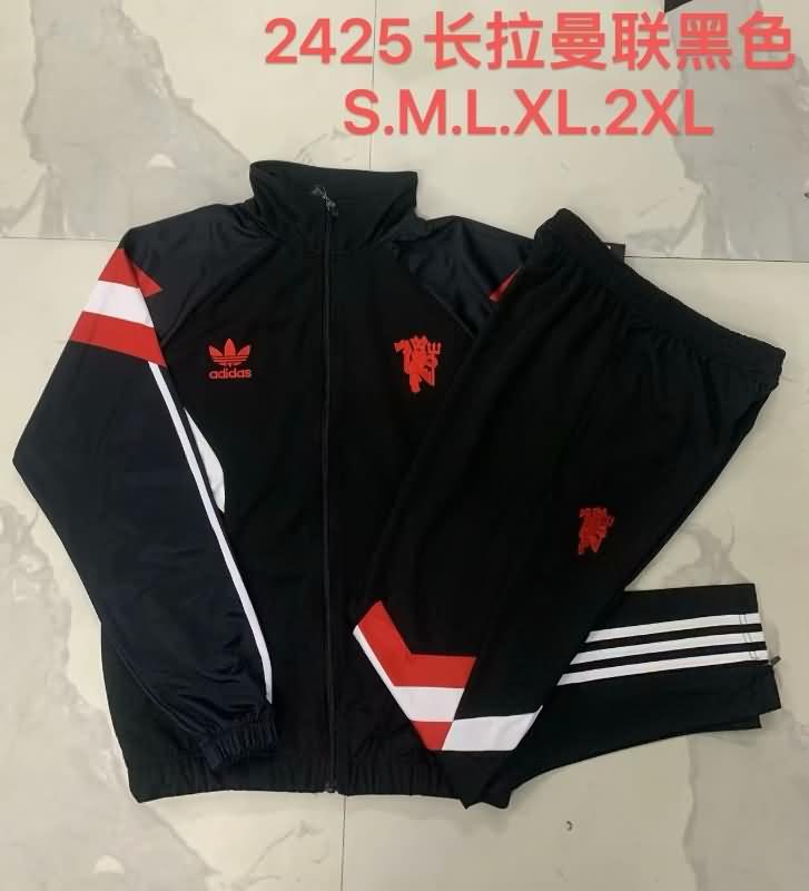 AAA(Thailand) Manchester United 24/25 Black Soccer Tracksuit 04