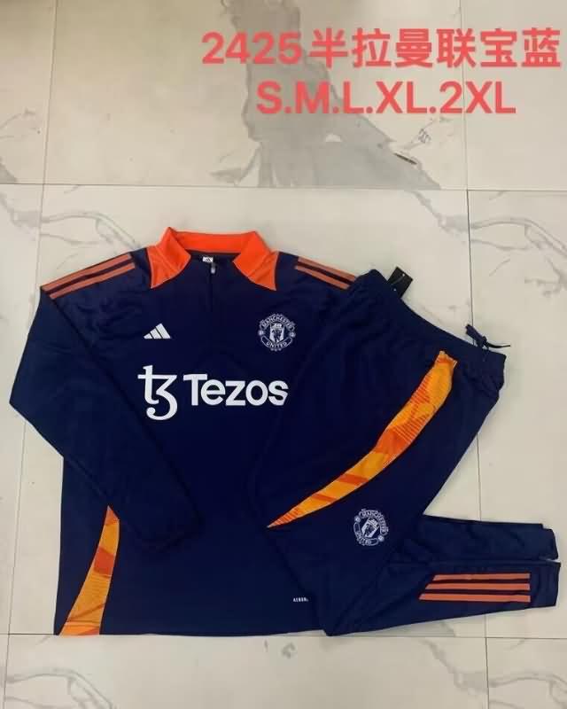 AAA(Thailand) Manchester United 24/25 Dark Blue Soccer Tracksuit