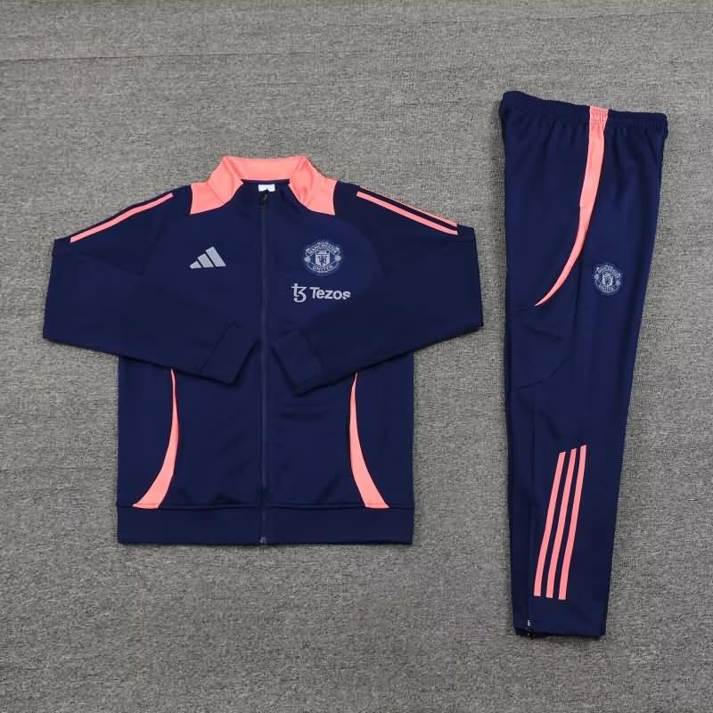 AAA(Thailand) Manchester United 24/25 Dark Blue Soccer Tracksuit 03