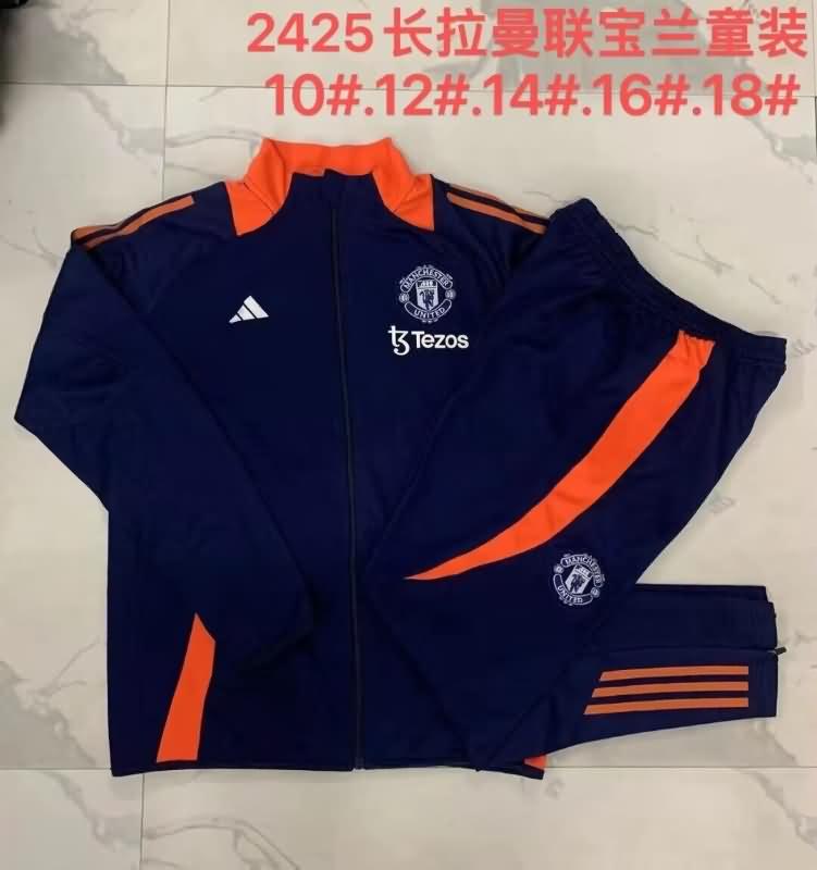 Manchester United 24/25 Kids Dark Blue Soccer Tracksuit