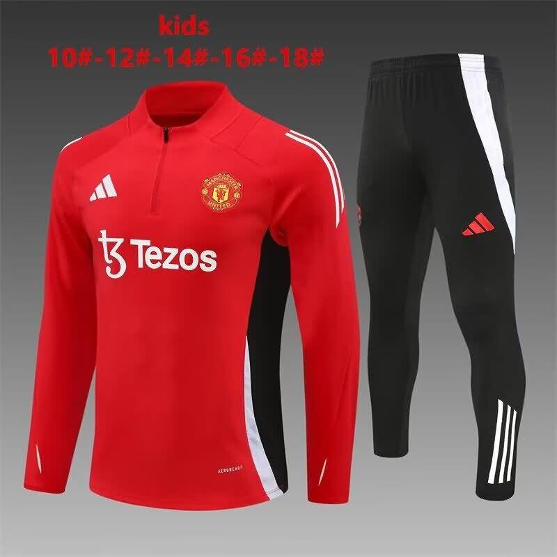 Manchester United 24/25 Kids Red Soccer Tracksuit 03