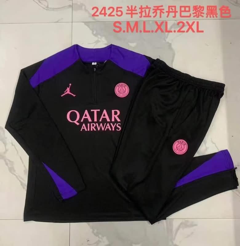 AAA(Thailand) PSG 24/25 Black Soccer Tracksuit 02