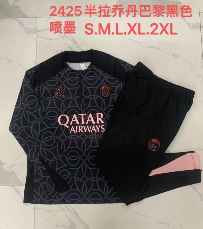 AAA(Thailand) PSG 24/25 Black Soccer Tracksuit 04