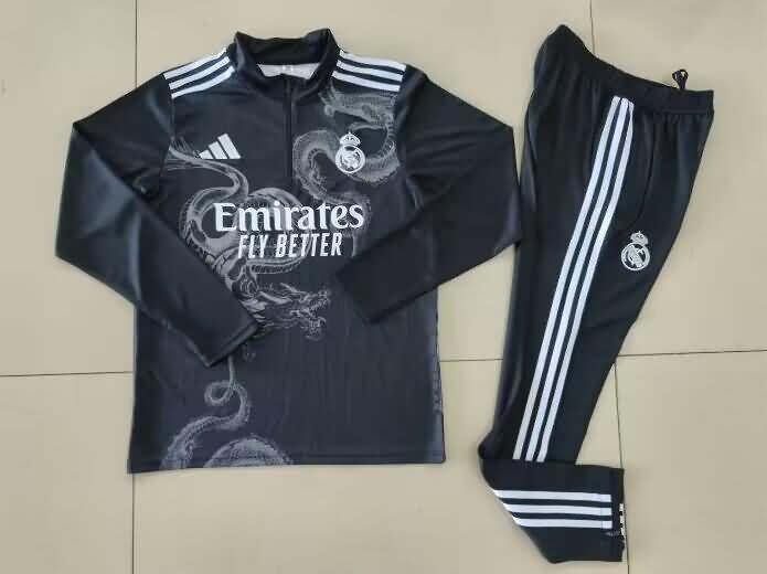 AAA(Thailand) Real Madrid 24/25 Black Soccer Tracksuit 02