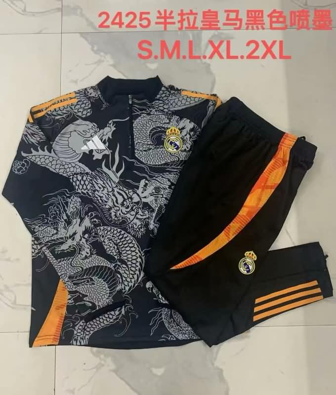 AAA(Thailand) Real Madrid 24/25 Black Soccer Tracksuit 03