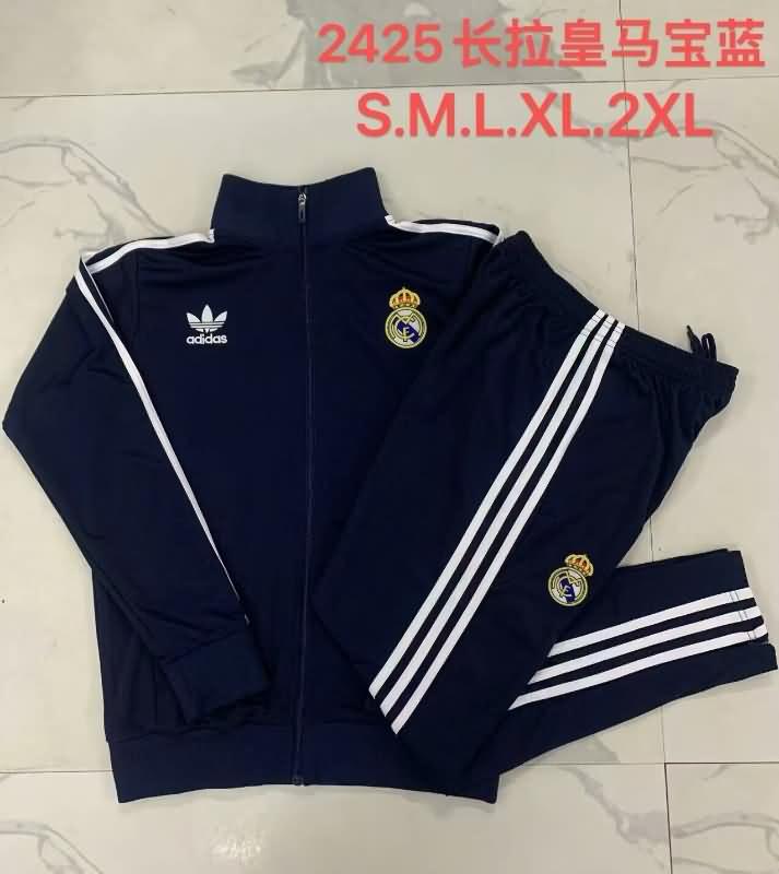 AAA(Thailand) Real Madrid 24/25 Dark Blue Soccer Tracksuit 04