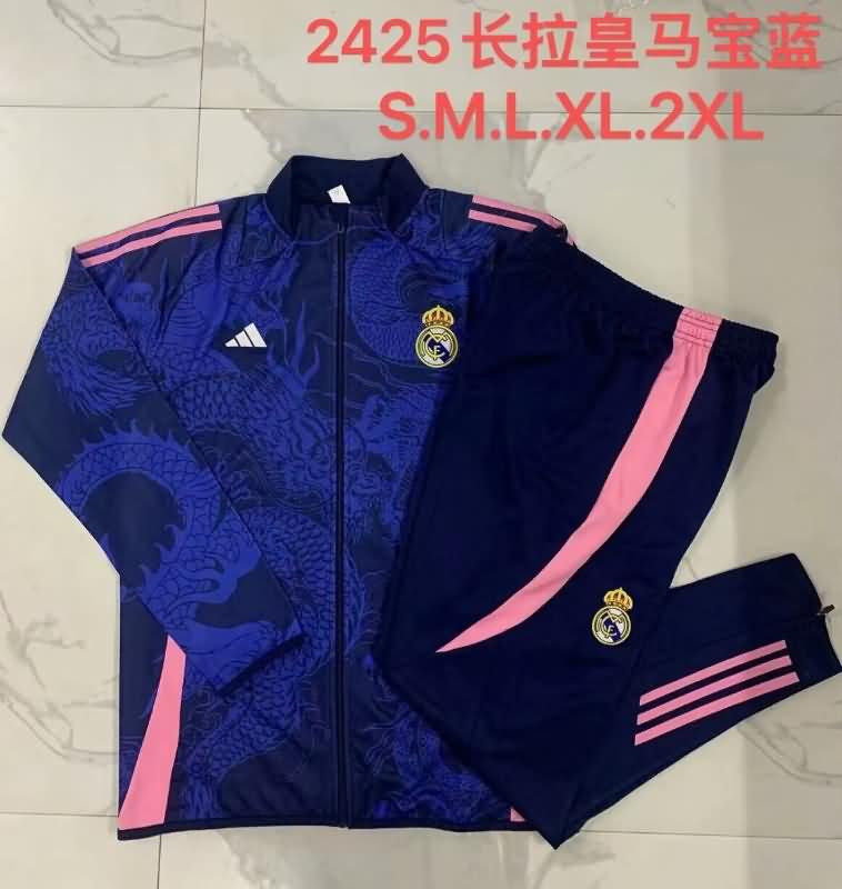 AAA(Thailand) Real Madrid 24/25 Dark Blue Soccer Tracksuit 05