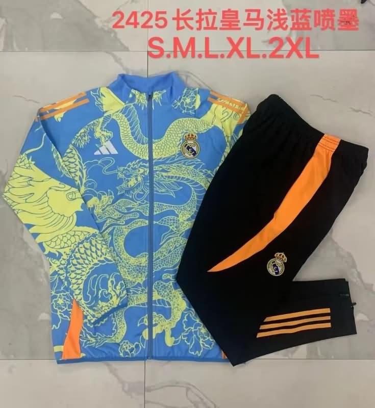 AAA(Thailand) Real Madrid 24/25 Light Blue Soccer Tracksuit 03