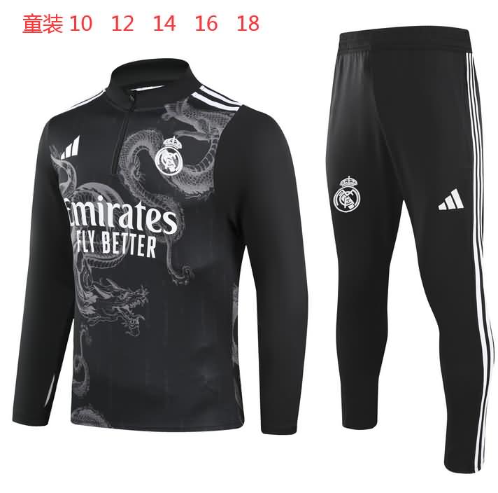 Real Madrid 24/25 Kids Black Soccer Tracksuit