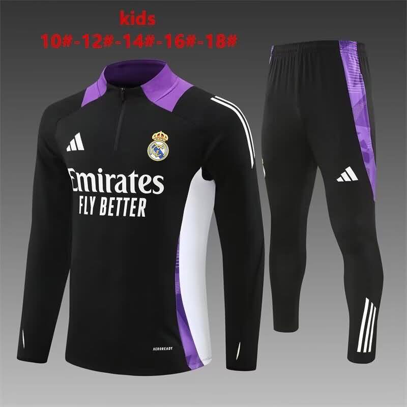 Real Madrid 24/25 Kids Black Soccer Tracksuit 04