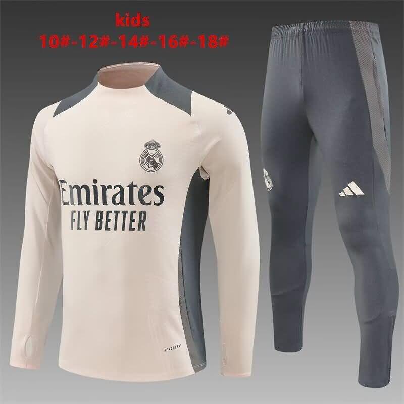 Real Madrid 24/25 Kids Beige Soccer Tracksuit