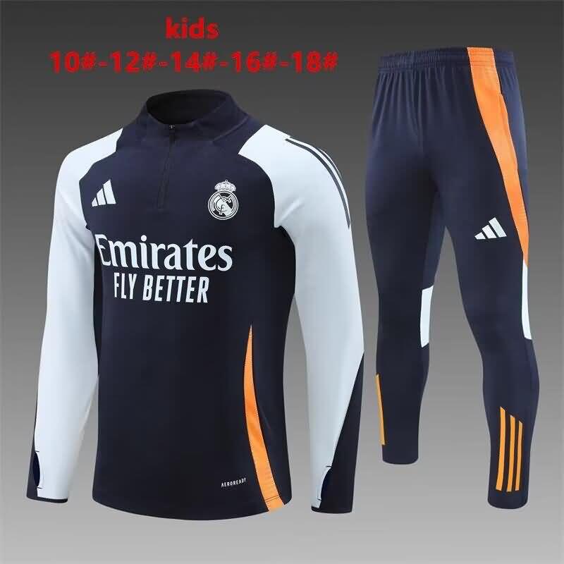 Real Madrid 24/25 Kids Dark Blue Soccer Tracksuit 02