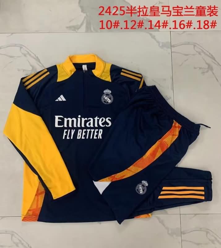 Real Madrid 24/25 Kids Dark Blue Soccer Tracksuit 03