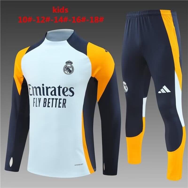 Real Madrid 24/25 Kids Light Blue Soccer Tracksuit