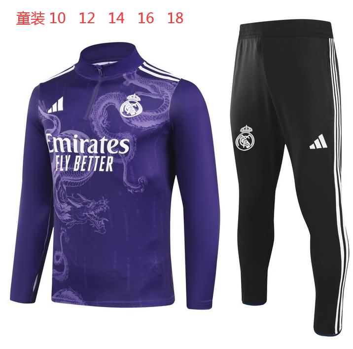 Real Madrid 24/25 Kids Purples Soccer Tracksuit