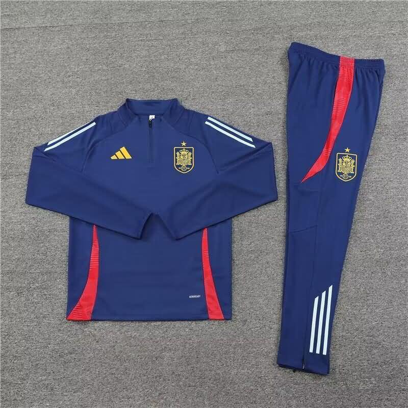 AAA(Thailand) Spain 2024 Dark Blue Soccer Tracksuit 02