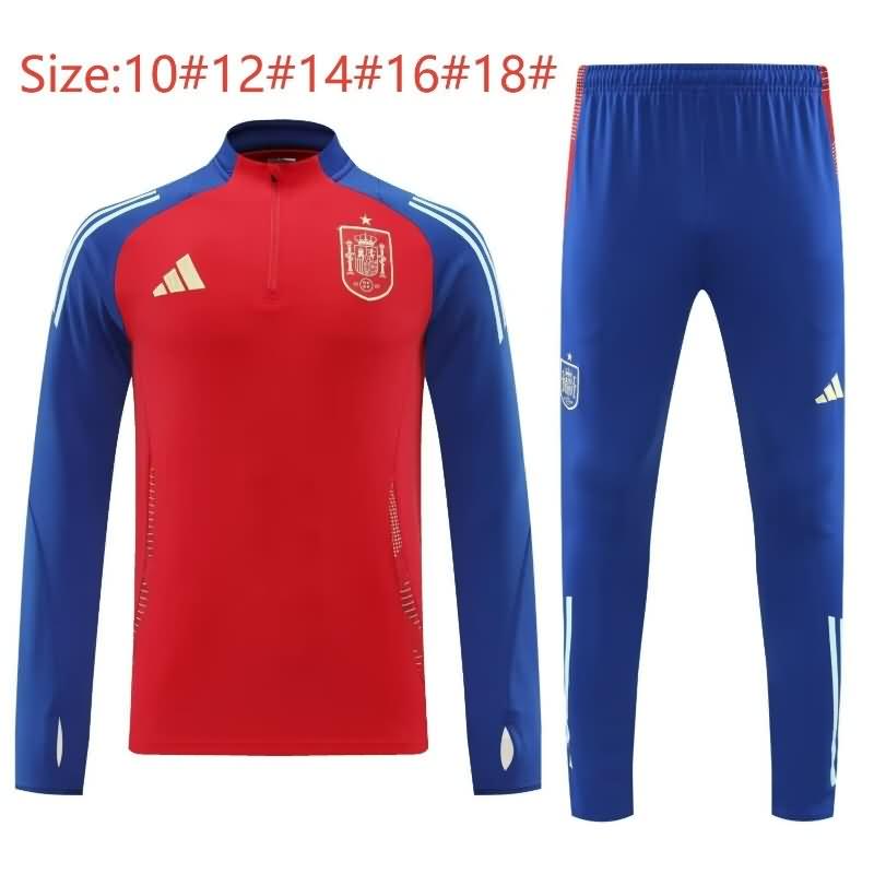 Spain 2024 Kids Red Soccer Tracksuit