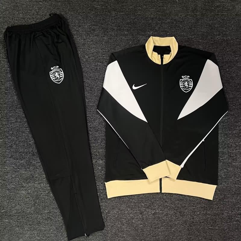 AAA(Thailand) Sporting Lisbon 2024 Black Soccer Tracksuit 02