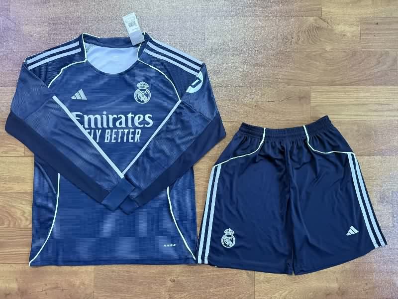 Real Madrid 25/26 Away Long Sleeve Soccer Jersey Real Madrid 25/26 Away Long Sleeve Soccer Jersey