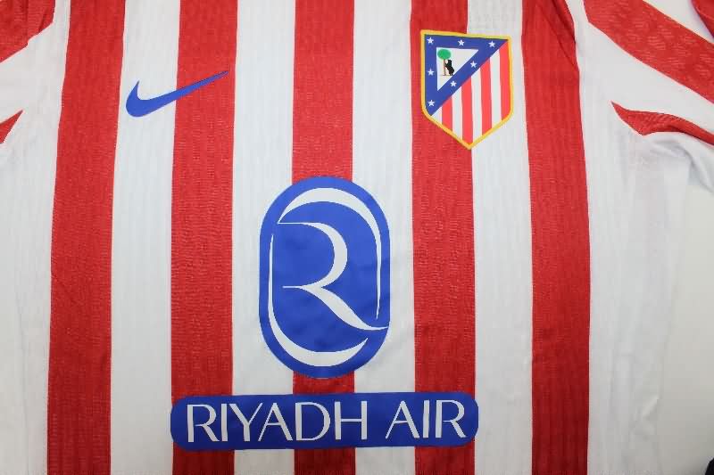 AAA(Thailand) Atletico Madrid 25/26 Home Long Sleeve Soccer Jersey (Player)