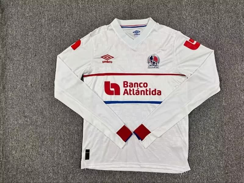 AAA(Thailand) CD Olimpia 2025 Home Long Sleeve Soccer Jersey AAA(Thailand) CD Olimpia 2025 Home Long Sleeve Soccer Jersey