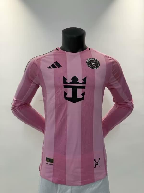 AAA(Thailand) Inter Miami 2025 Home Long Sleeve Soccer Jersey (Player)