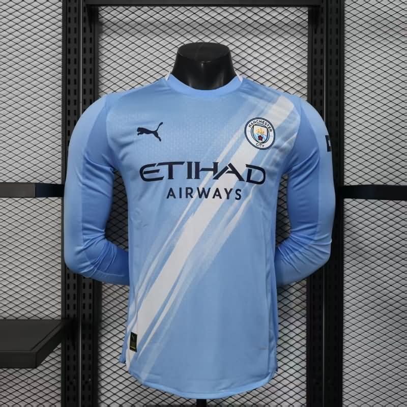 AAA(Thailand) Manchester City 25/26 Home Long Sleeve Soccer Jersey (Player) AAA(Thailand) Manchester City 25/26 Home Long Sleeve Soccer Jersey (Player)
