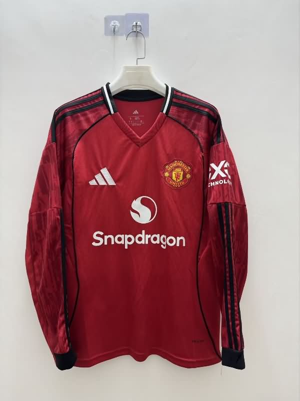 AAA(Thailand) Manchester United 25/26 Home Long Sleeve Soccer Jersey AAA(Thailand) Manchester United 25/26 Home Long Sleeve Soccer Jersey