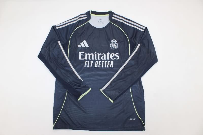 AAA(Thailand) Real Madrid 25/26 Away Long Sleeve Soccer Jersey AAA(Thailand) Real Madrid 25/26 Away Long Sleeve Soccer Jersey